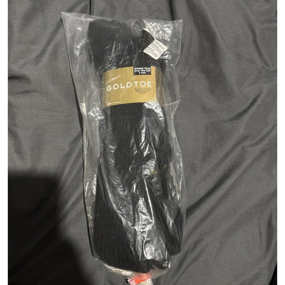 Gold Toe Windsor Wool Over the Calf Dress Socks Gold Toe 1446H, 3 Pair Black New